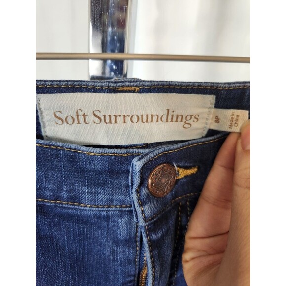 💥5 for $25! Soft Surroundings Denim Straight Jeans Sz 8P - Picture 11 of 12